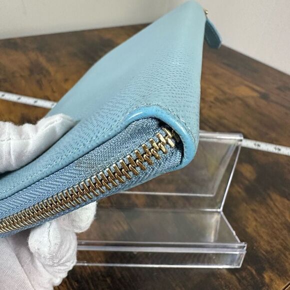 Valentino Garavani Light Blue Saffiano Leather Zip Around Wallet - Picture 7 of 10